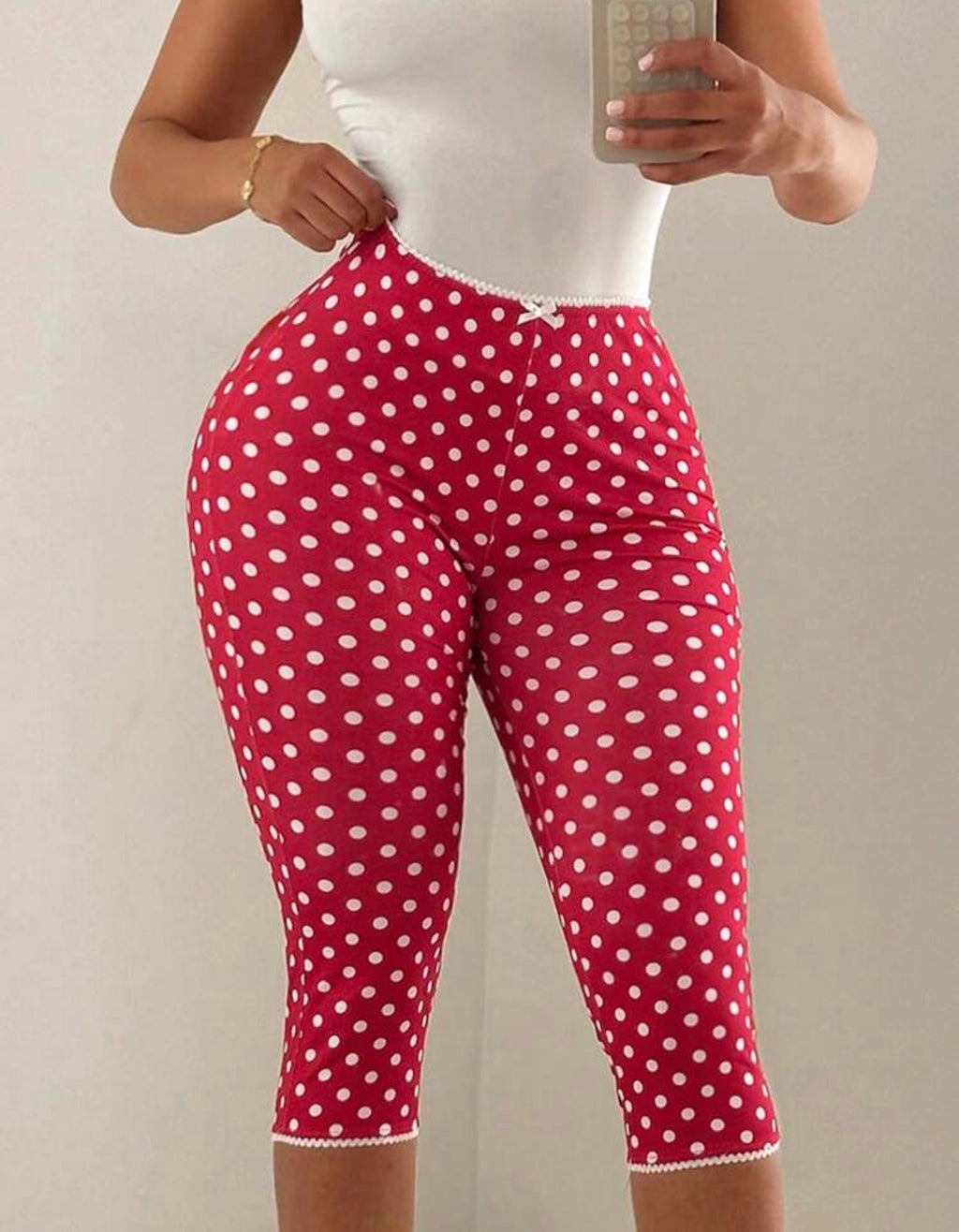 Polka Dot Capri Pants – High Waist Stretch Summer Trousers