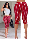 Polka Dot Capri Pants – High Waist Stretch Summer Trousers