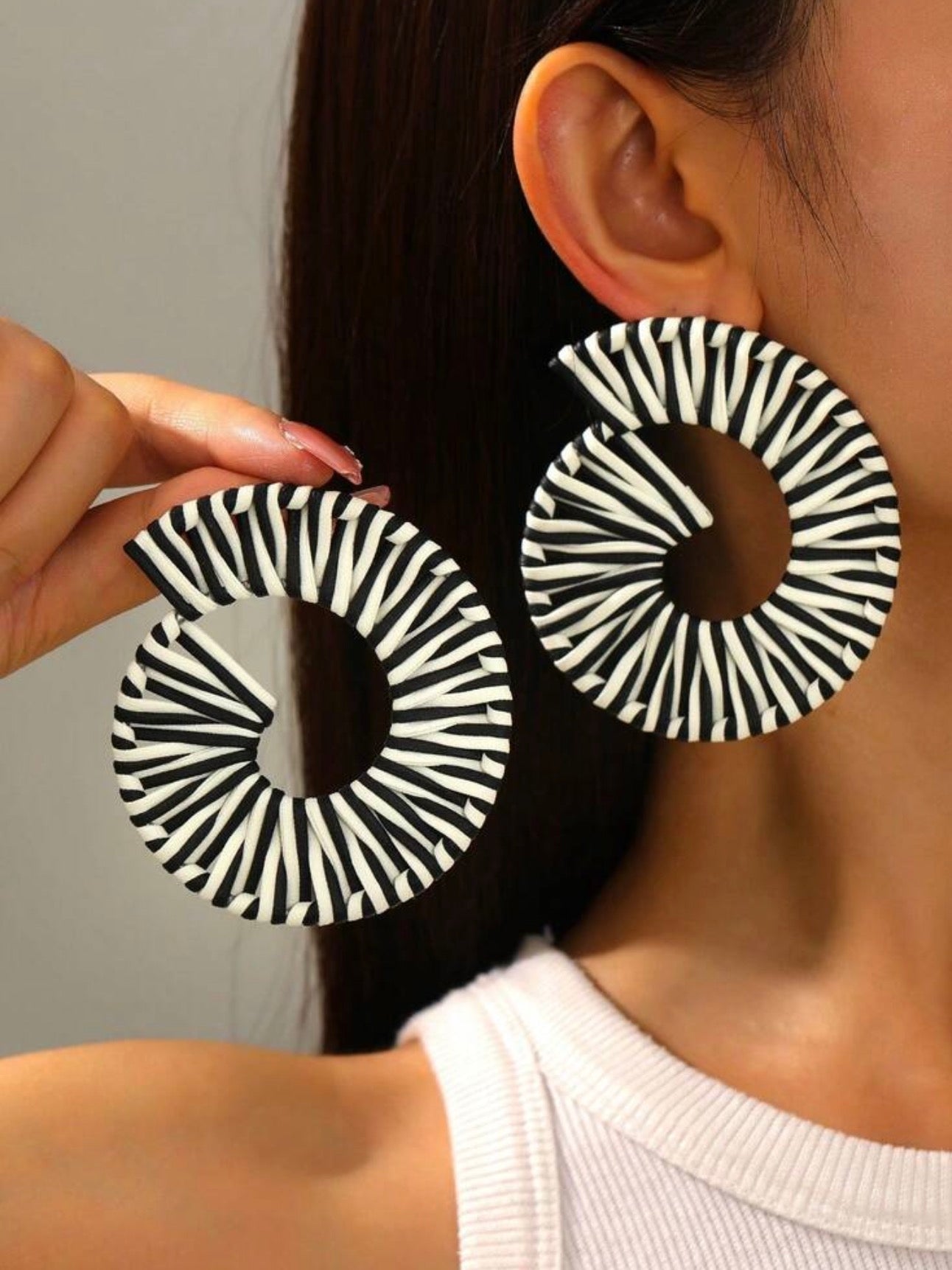 Zebra Print Faux Leather Drop Earrings