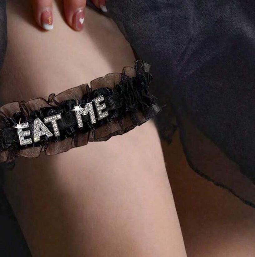 Eat Me Rhinestone Thigh Cuff
