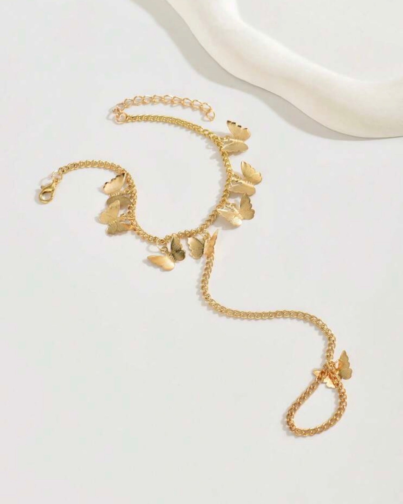 Butterfly pendant finger chain bracelet