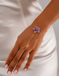 Purple Finger Ring & Chain Bracelet Set