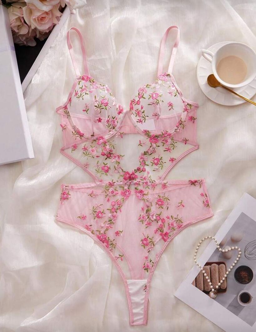 Blush Blossom Embroidered Bodysuit