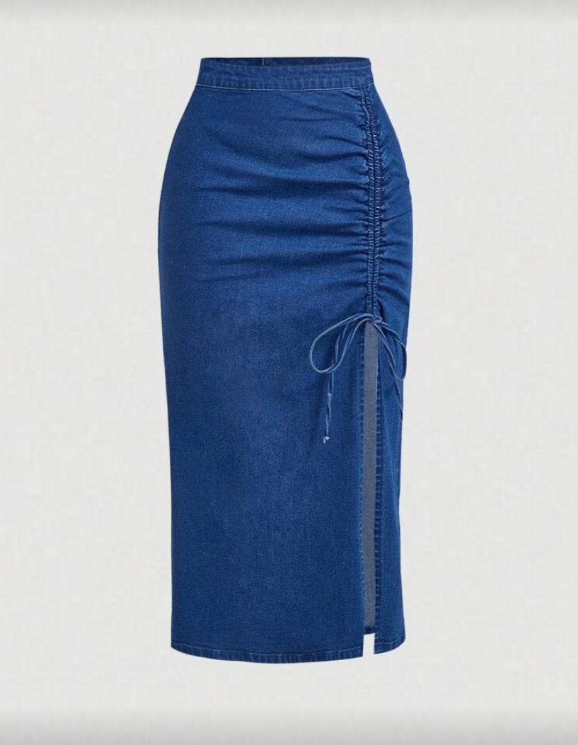 Split Thigh Denim Skirt