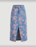 Floral Print Denim Skirt